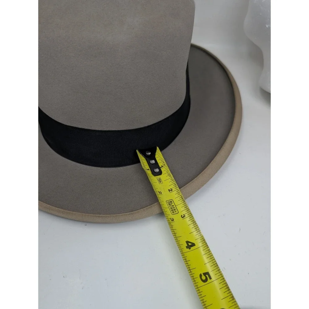 Vintage Stetson Royal DeLux Gray Felt Hat Men's Size 7 Homburg 1940s 1950s